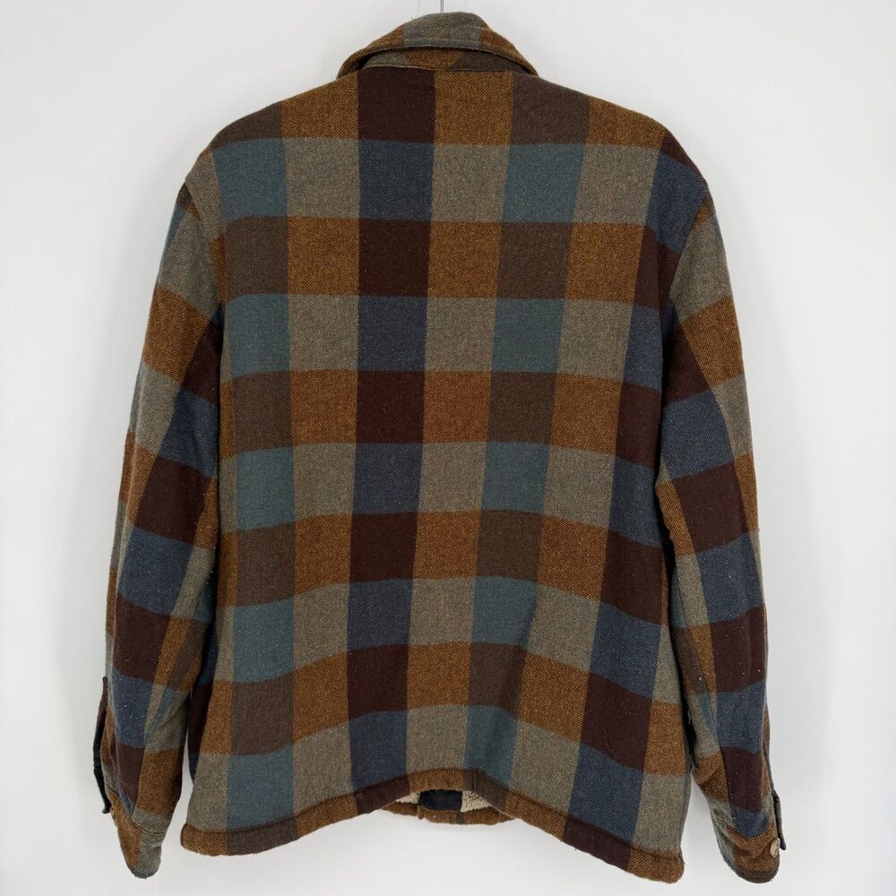 Woolrich Charley Shirt Jacket Sherpa Lined Wool Plaid Shacket Mens L Chore Coat - Picture 2 of 11